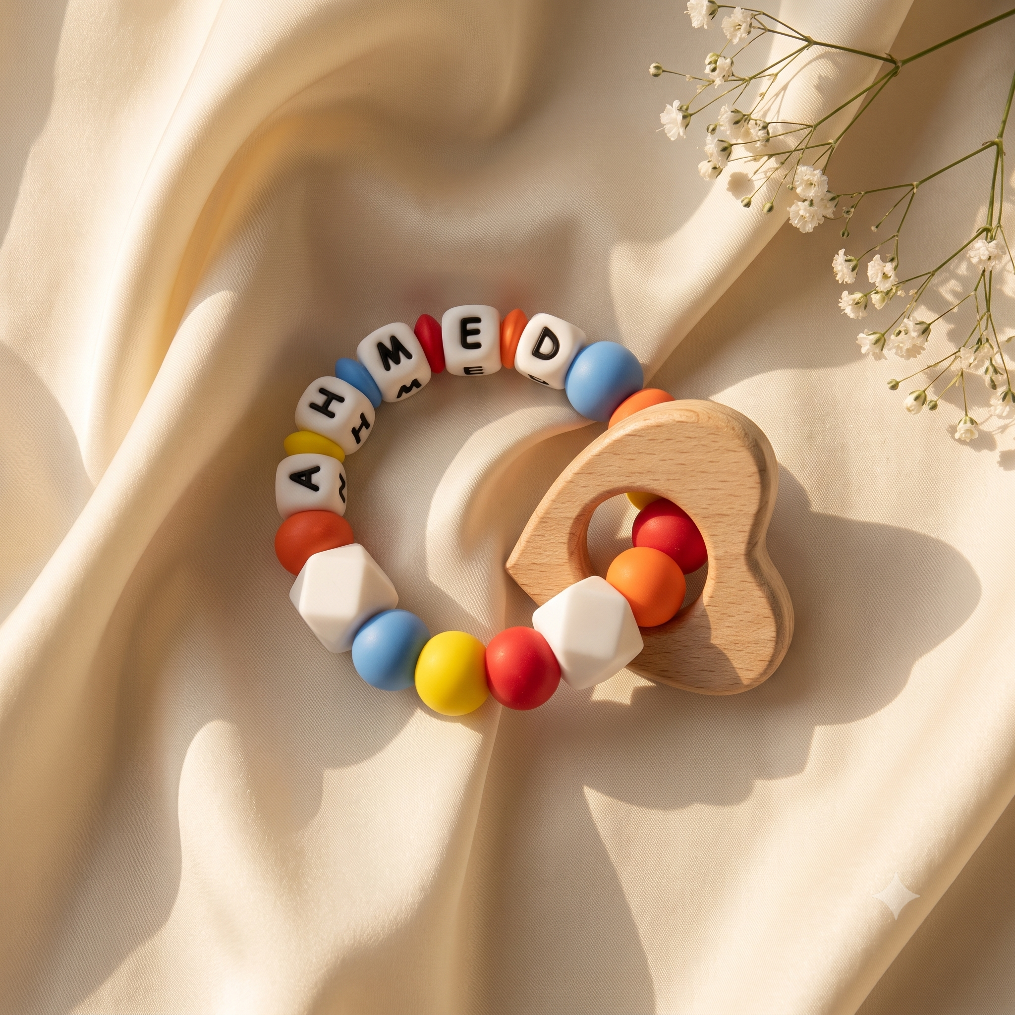 Personalized Baby Ring Rattle – Engraved Name Sensory Toy