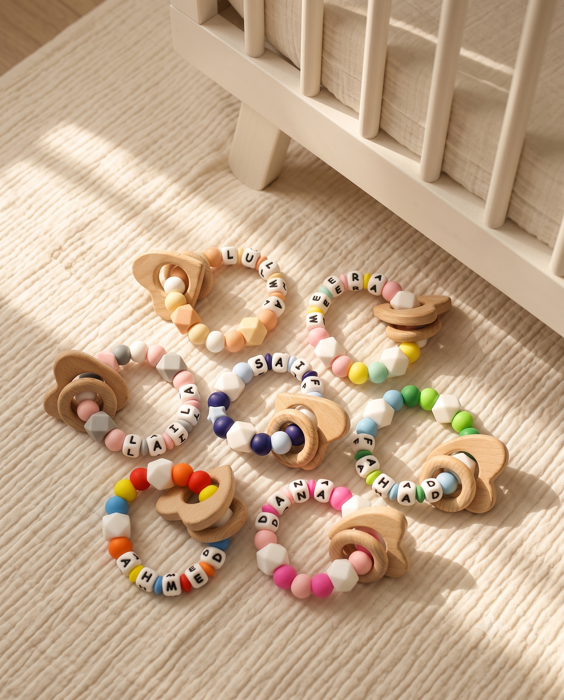 Personalized Baby Ring Rattle – Engraved Name Sensory Toy