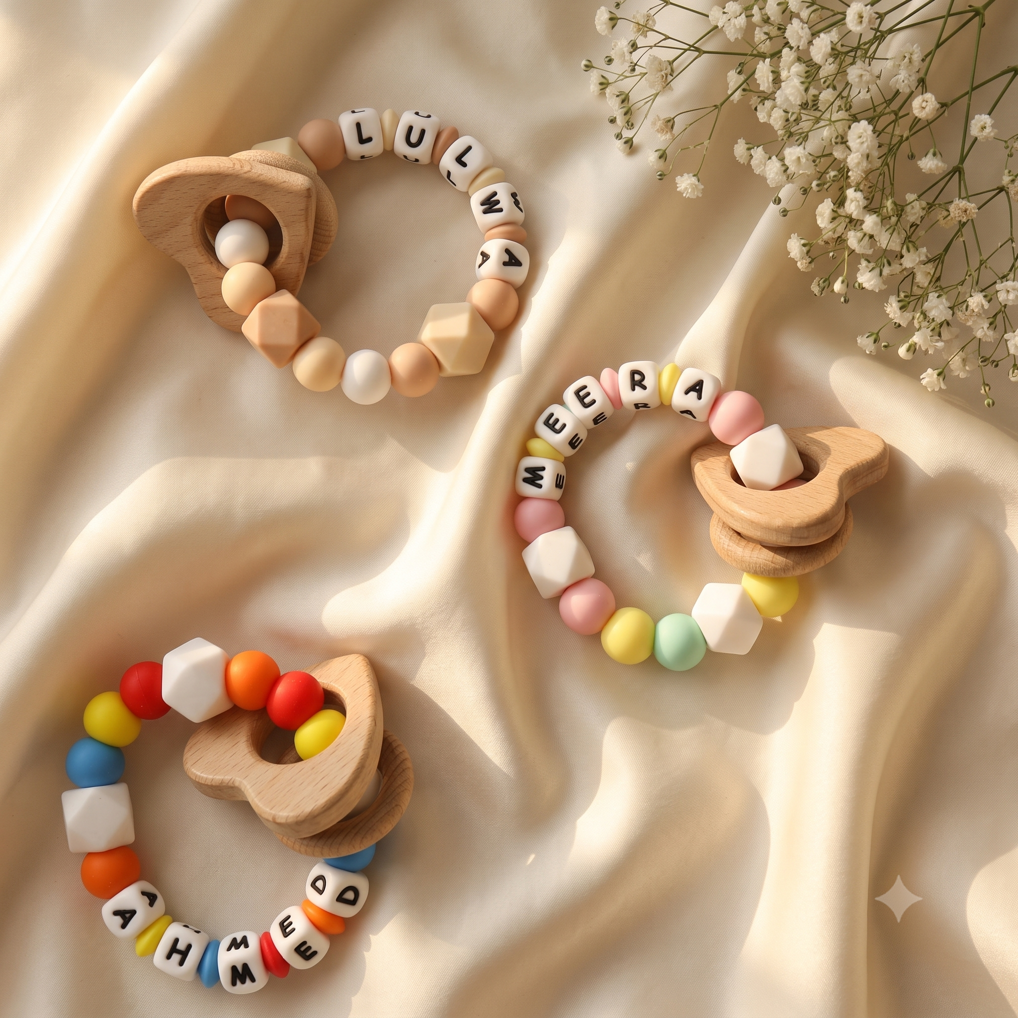 Personalized Baby Ring Rattle – Engraved Name Sensory Toy