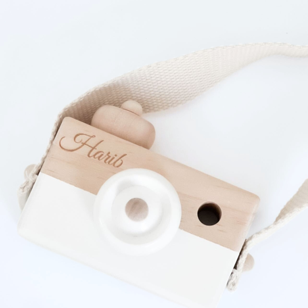 Personalized Wooden Baby Camera – Nursery Decor Keepsake