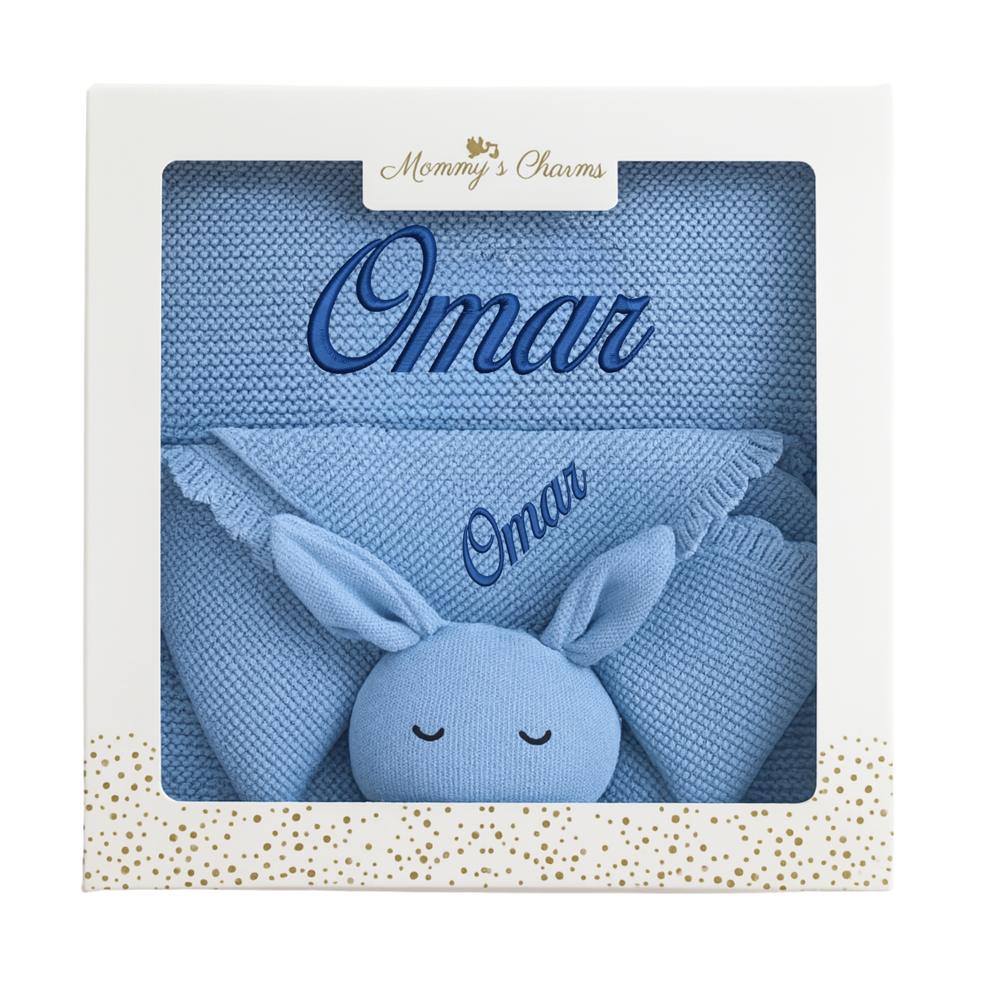 Personalized Baby Blanket & Bunny Comforter Set – Embroidered Name Soft Blanket - embroidered baby blanket by Mommy's Charms