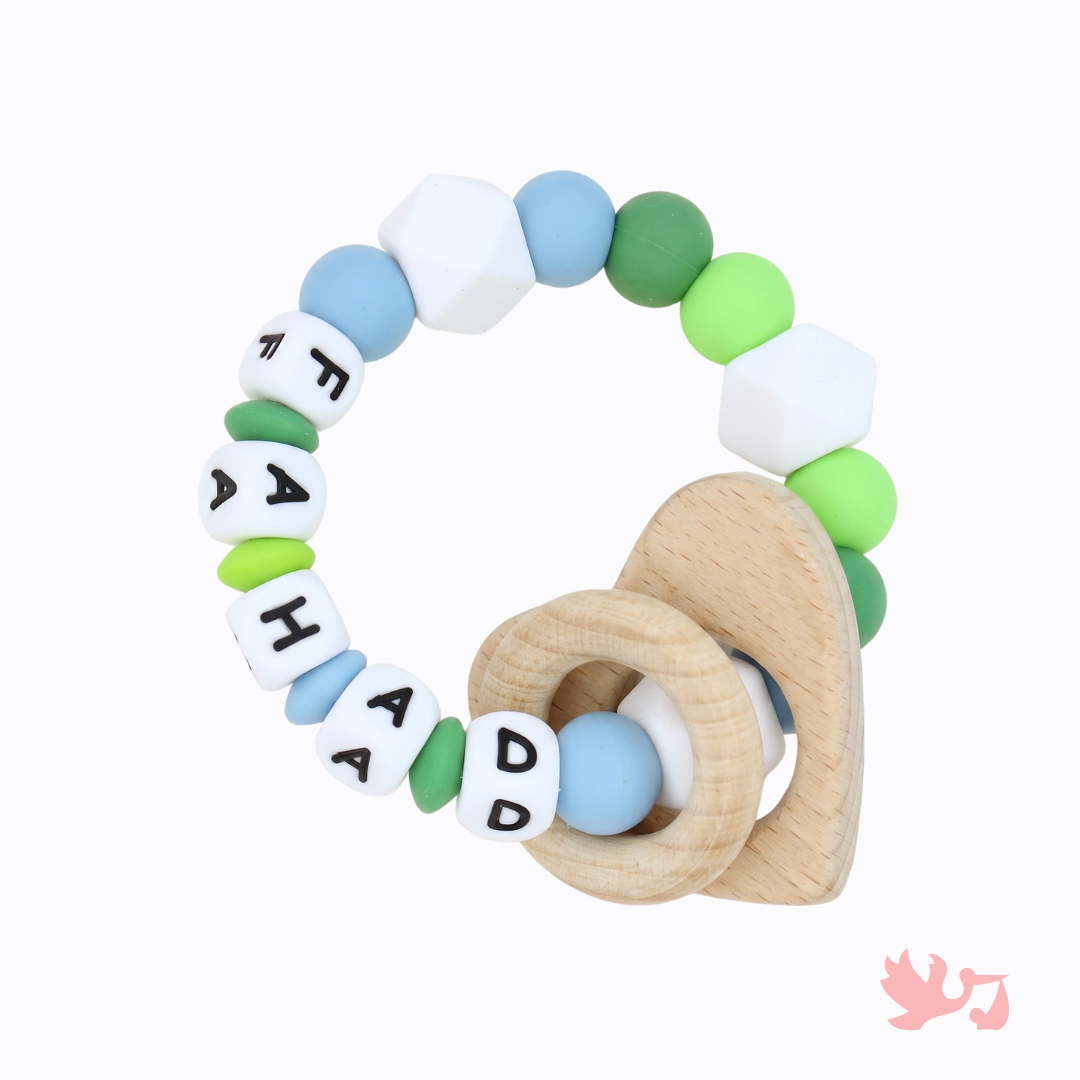 Personalized Baby Ring Rattle – Engraved Name Sensory Toy