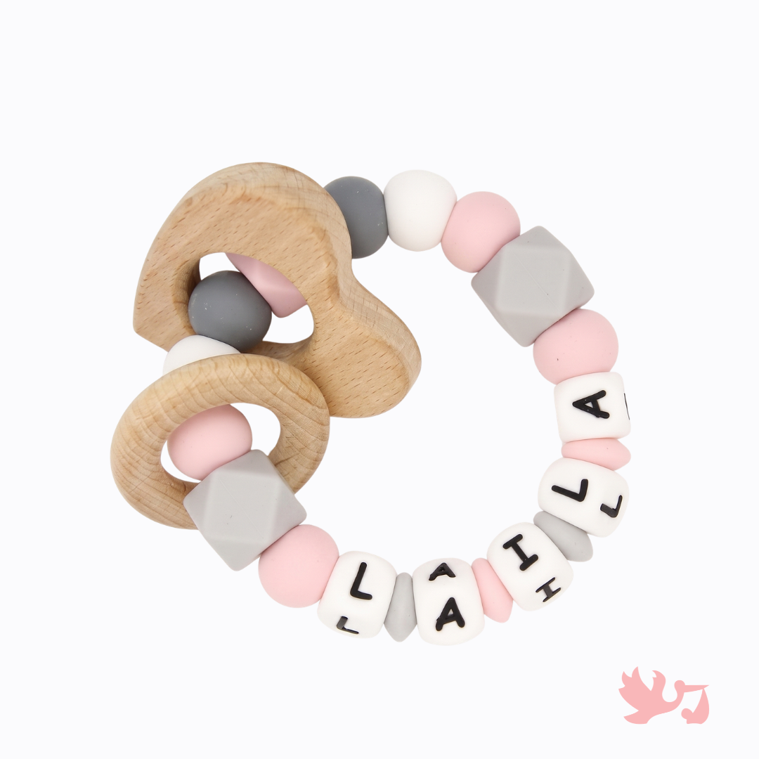 Personalized Baby Ring Rattle – Engraved Name Sensory Toy