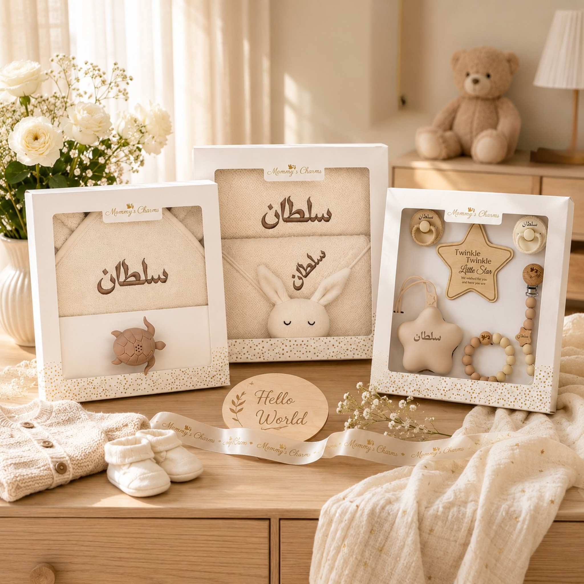 The Royal Welcome Bundle – Personalized Towel, Blanket & Pacifier Set - baby shower gift bundle by Mommy's Charms